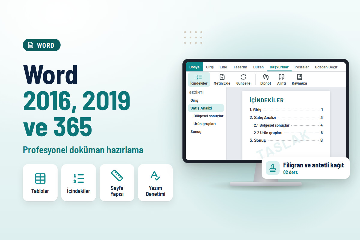 Word Eğitimi - Word 2016, 2019 ve 365 ile Profesyonel Doküman Hazırlama